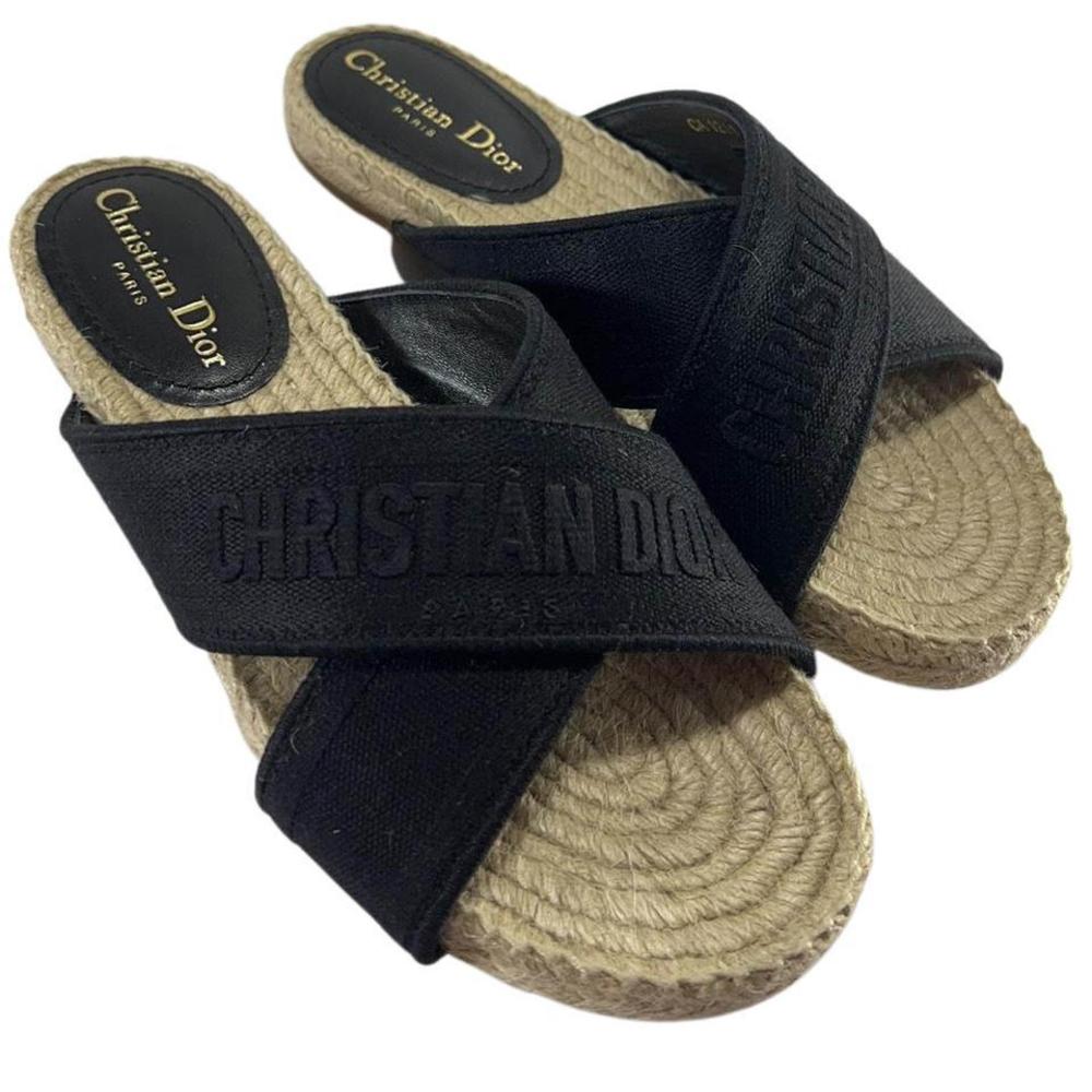 Granville 37.5 Black Logo embroidered cross strap espadrilles d881